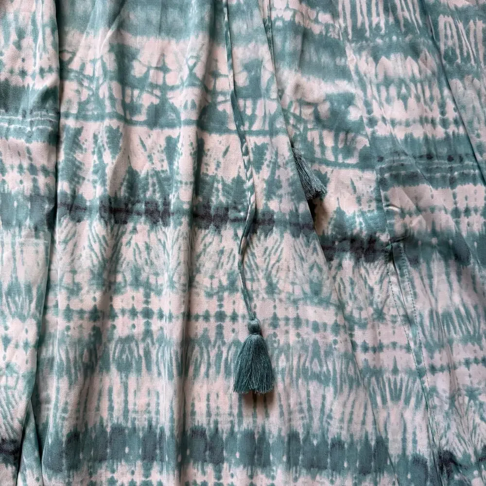 Aakaa Strapless Tie Dye Blue Maxi Dress Sz S Romantic Boho Feminine Vacay Resort